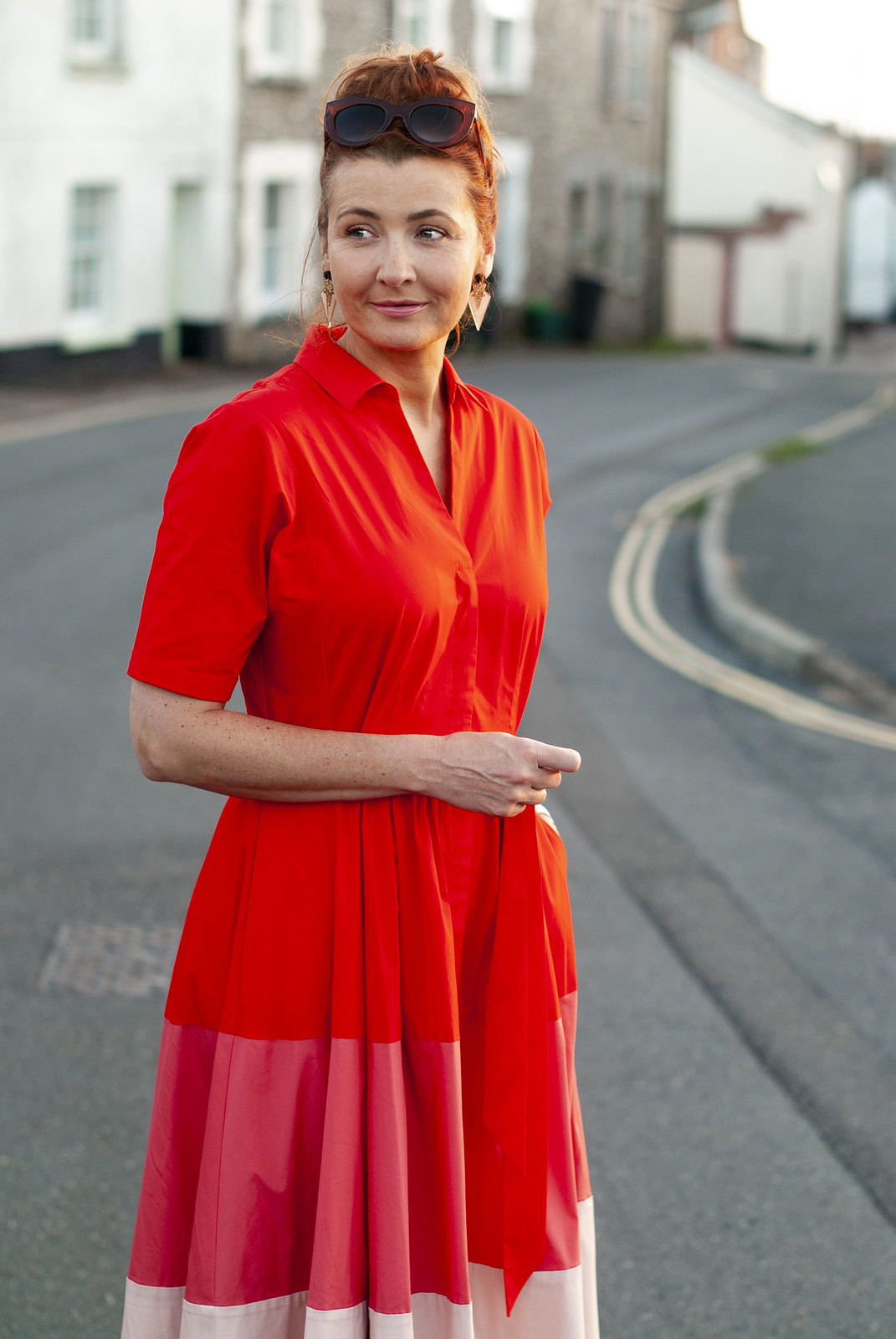 The Perfect Bold, Smart Summer Dress: A Red Ombré Shirt Dress | Not Dressed As Lamb, fashion for women over 40