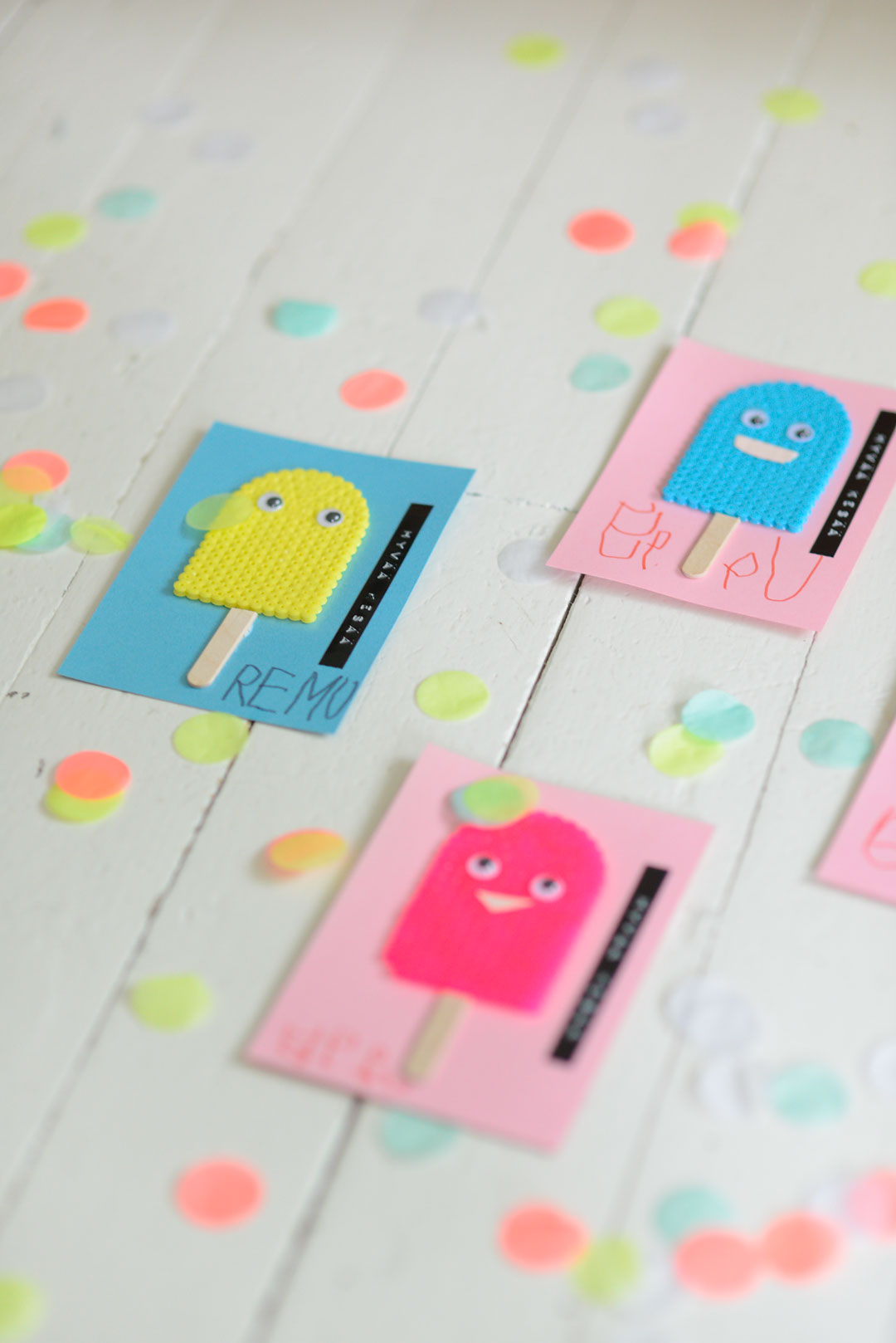 Fun DIY Hama bead popsicle greeting cards