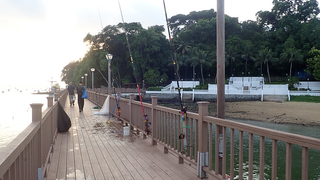 Fishing and trapping at Changi Coastal Boardwalk