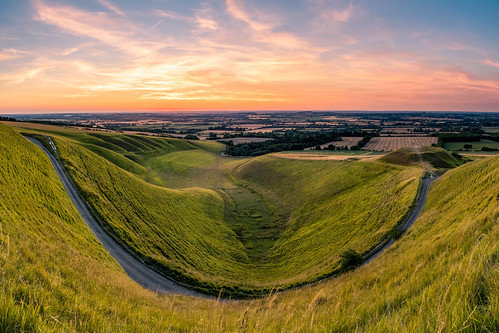 countryside evening hill horse oxfordshire panorama summer sunset uffington views white