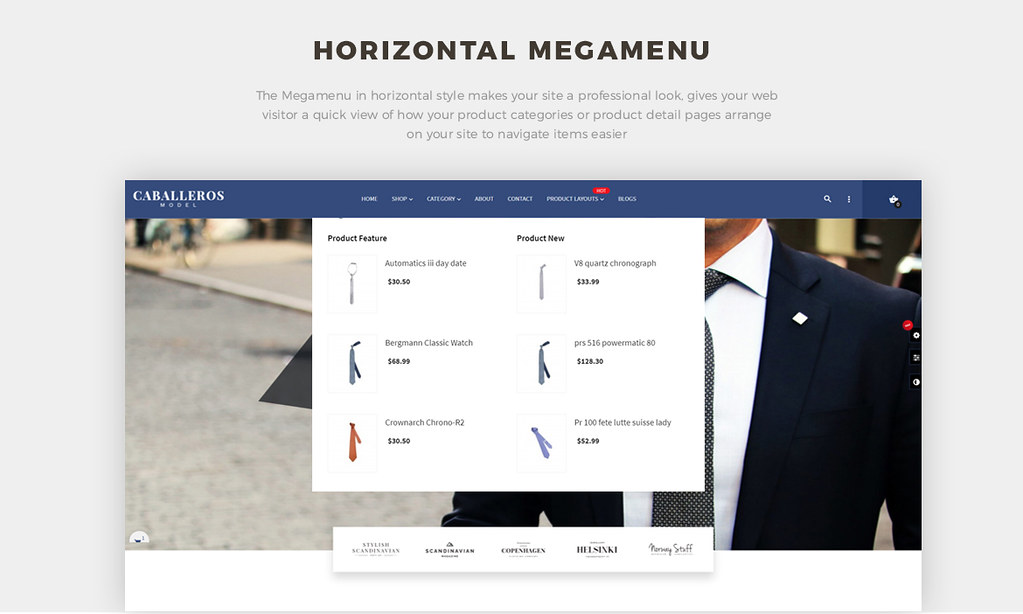 horizontal mege menu 