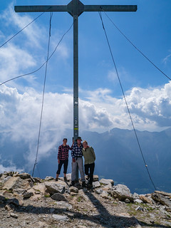 Wanderer auf dem Gipfel der Vermoispitze, 2.929 m