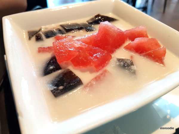 Fresh Watermelon with Black Grass Jelly Mixed
