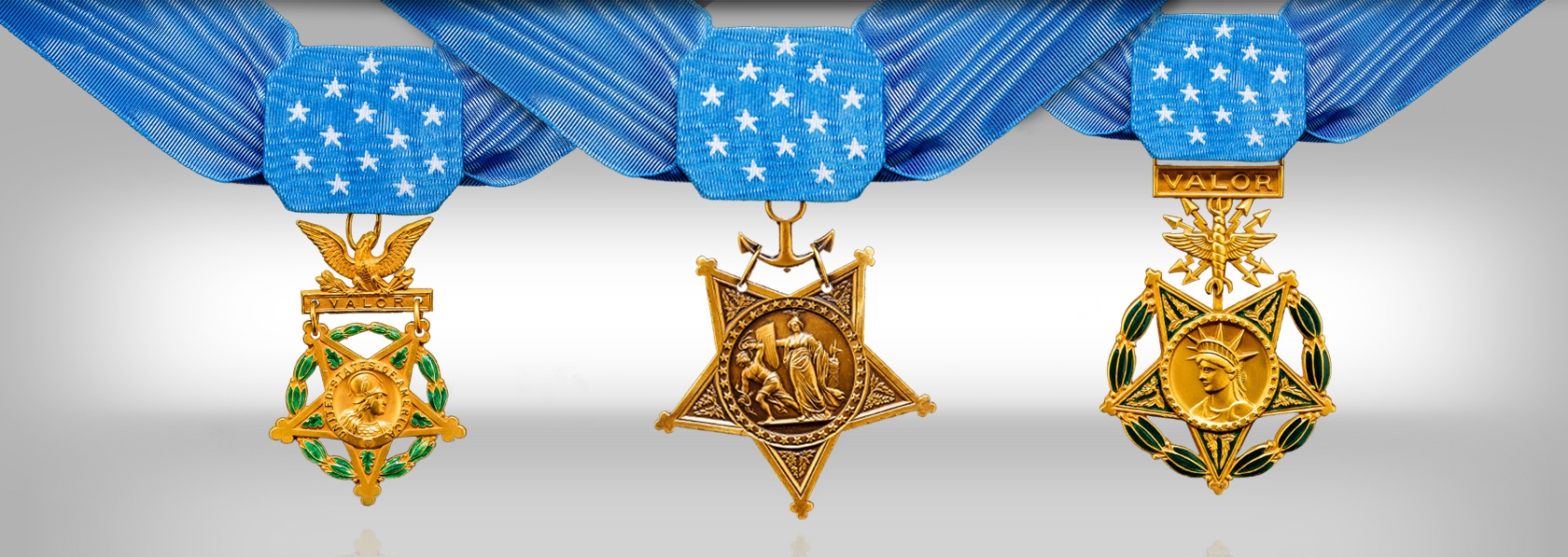 Army, Navy, and Air Force versions of the Medal of Honor