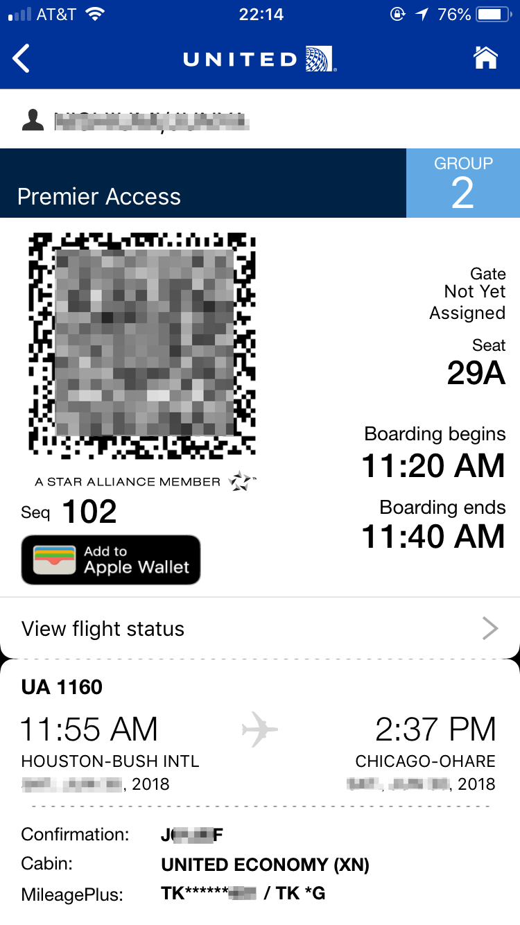 ユナイテッド航空：アプリで他社接続便のチェックインを試す | 5star traveler