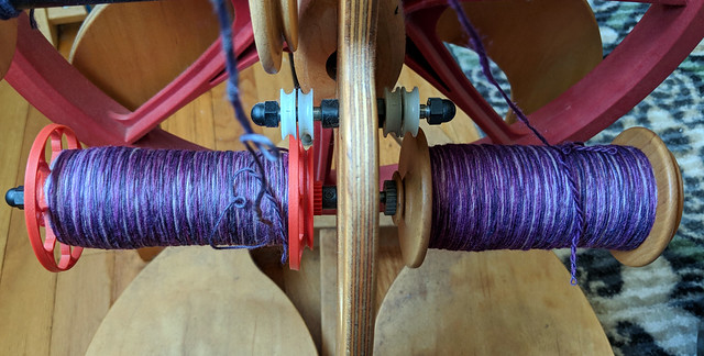 Tour de Fleece 2018 Day 3 - Into The Whirled Polwarth Silk Blended Top in 221b Colorway Plying - Bobbins 1