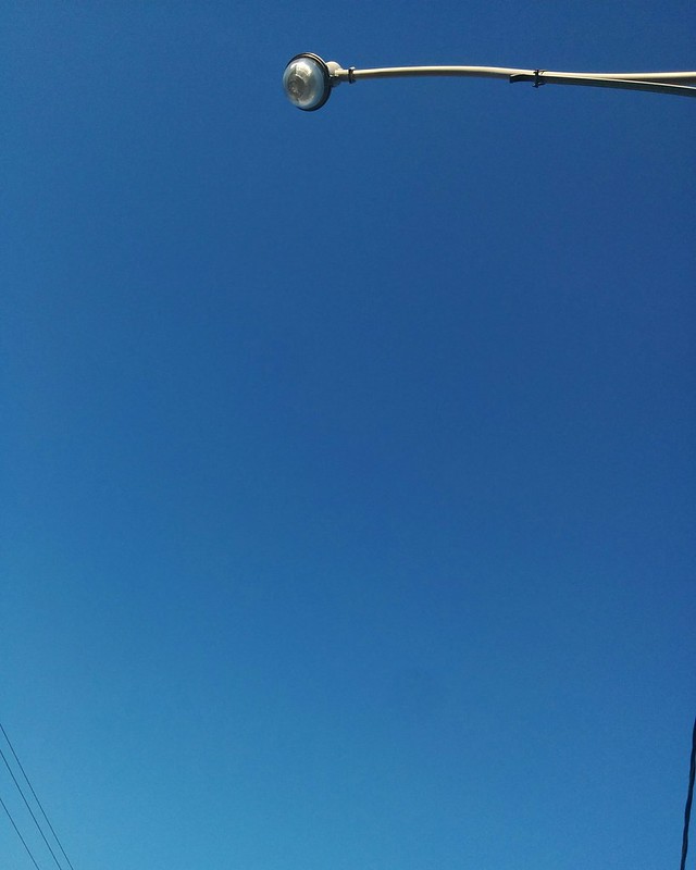 Morning blue sky with street lamp, looking west on Dupont at Bartlett #toronto #blue #sky #streetlamp #dovercourtvillage #dupontstreet #bartlettavenue