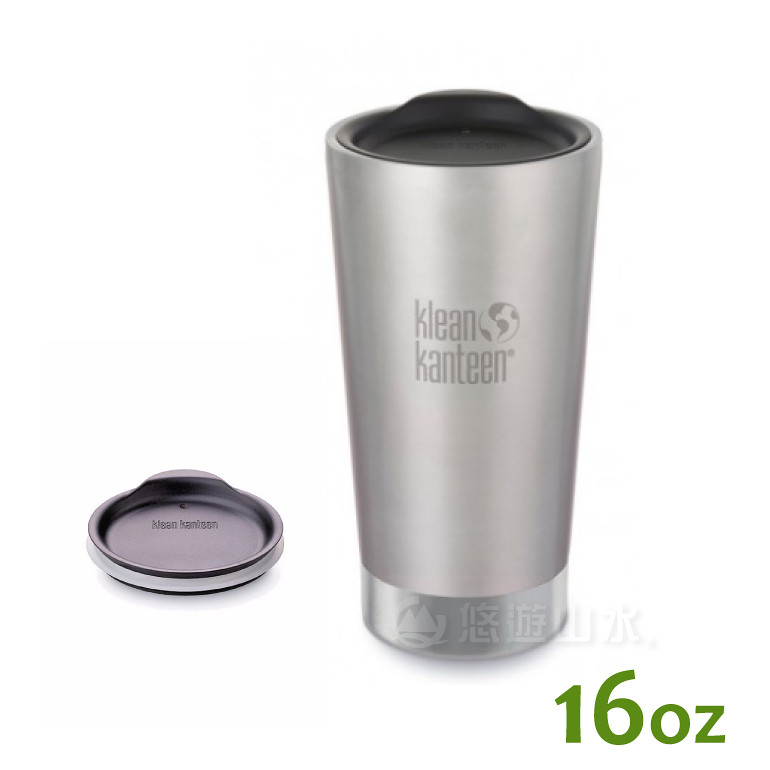 【KLEAN KANTEEN 美國 不銹鋼飲料保溫杯(附杯蓋)16oz《原色鋼》K16VSSC-BS隨行杯★滿額送