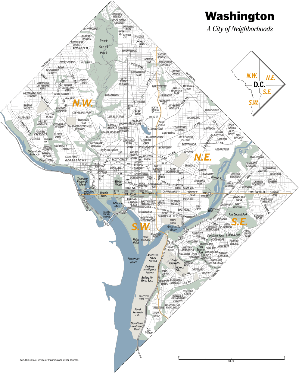Map of Washington, D.C. today