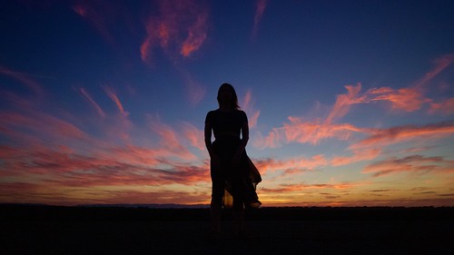 dusk evening female girl model pretty silhouette sunset twilight woman