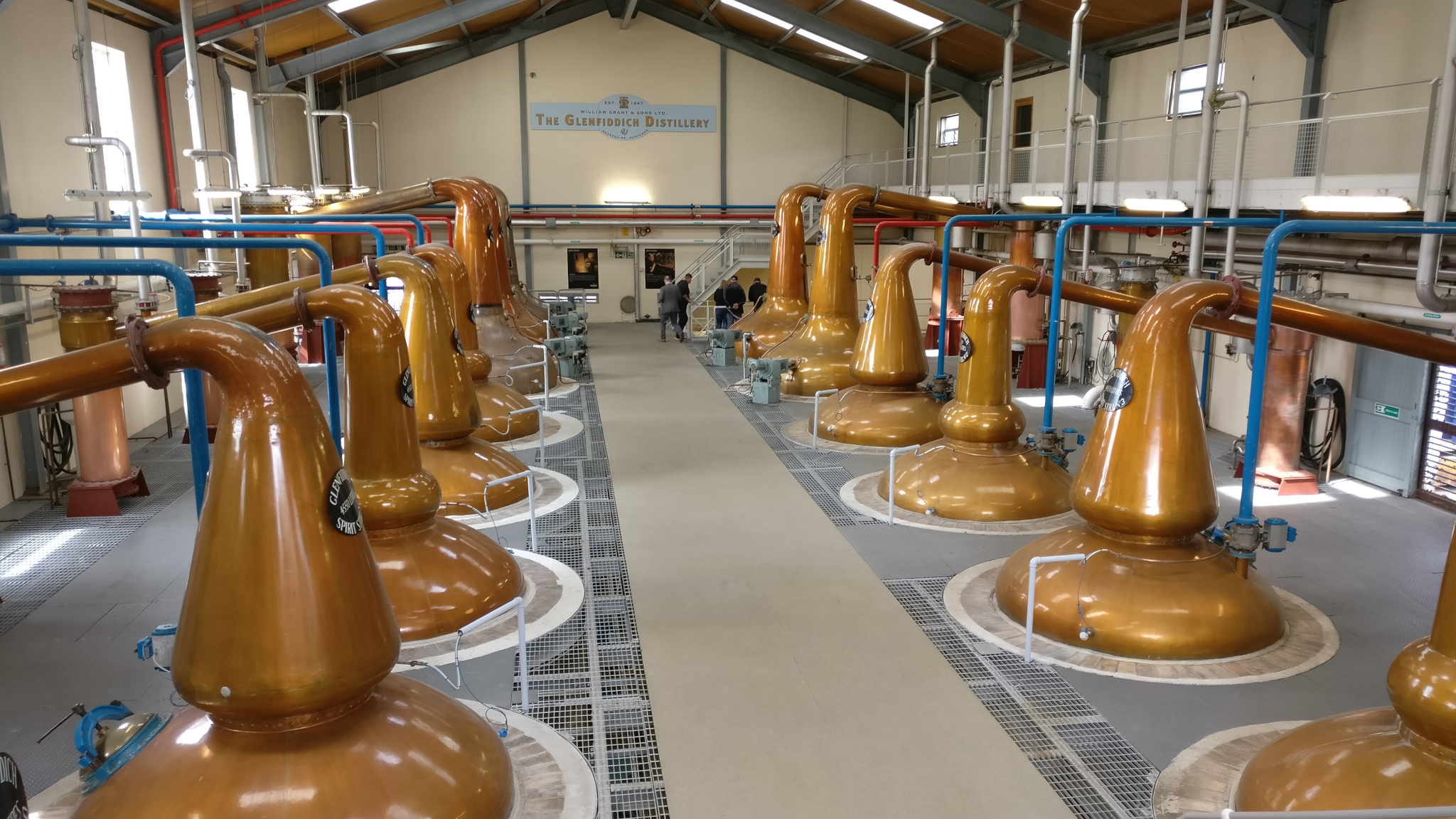 The beautiful copper stills of the Glenfiddich Distillery