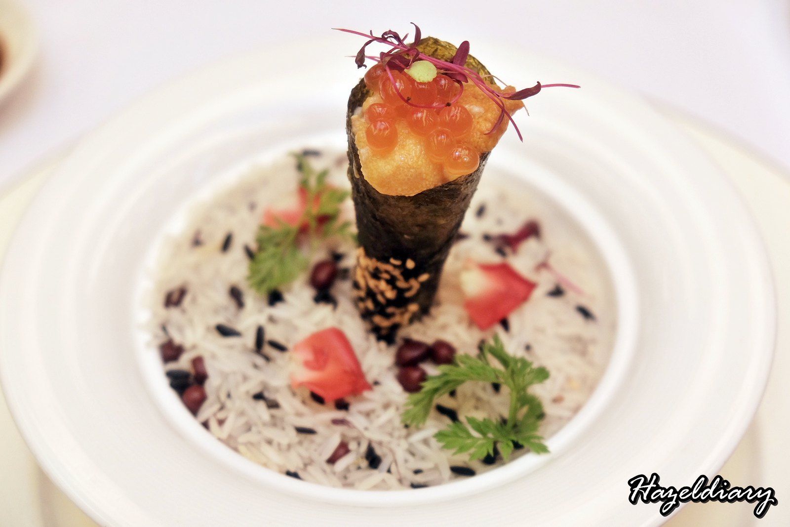 Crystal Jade Palace -Chef Martin Foo - 6 course menu-Hokkaido sea urchin ikura and egg white with seaweed
