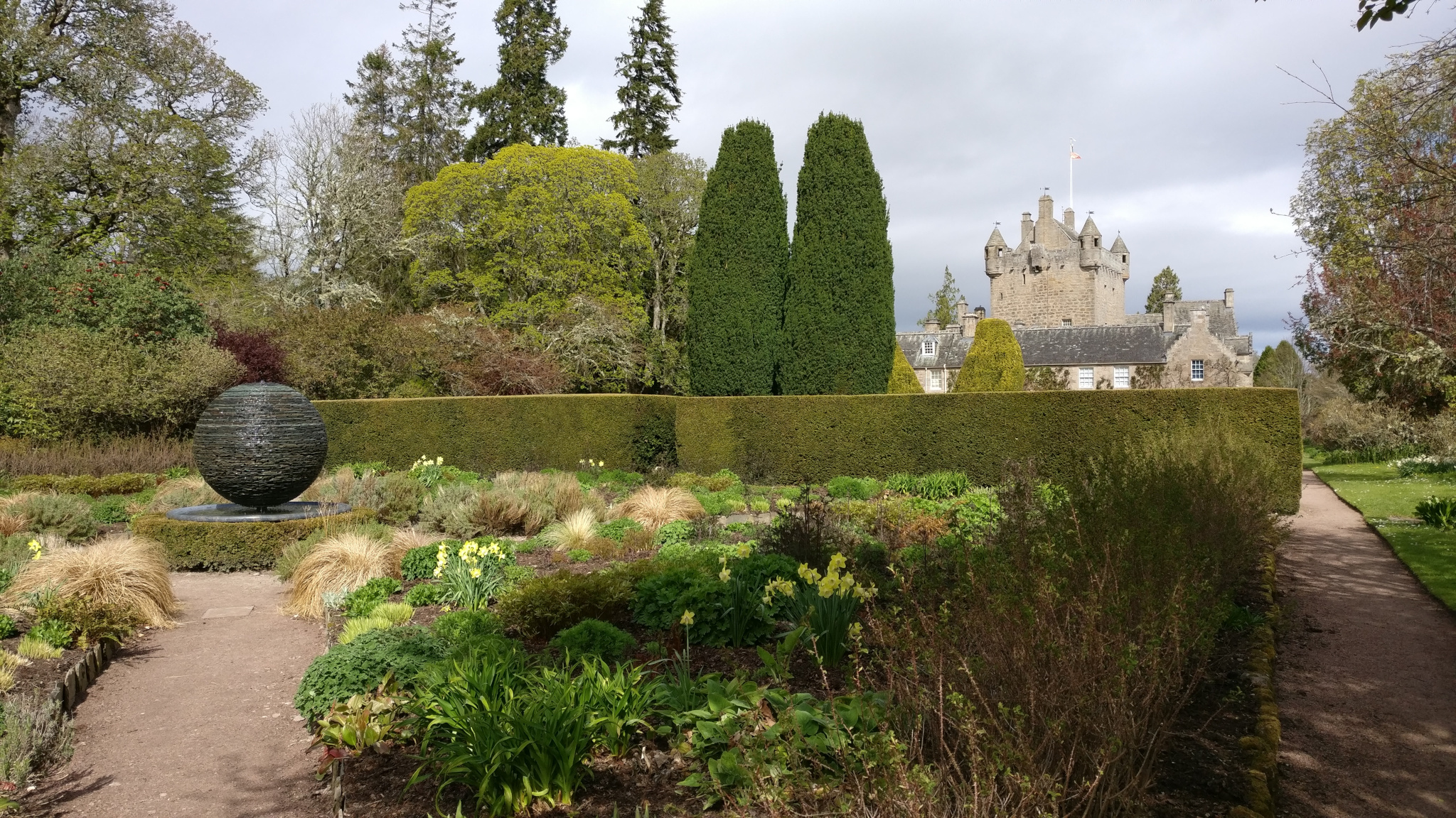 The gardens of Cawdor Castle, with the main building behind