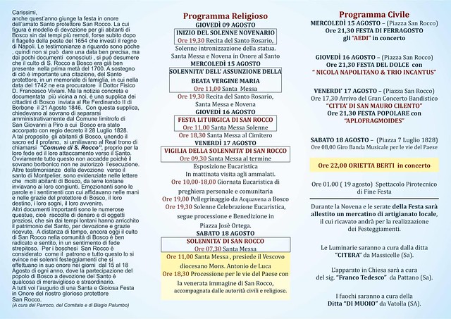 san rocco 2018 programma b