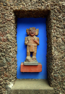 Pre-hispanic art decorates the artist Frida Kahlo's 'Casa Azul', the cobalt blue house in Coyoacán, Mexico