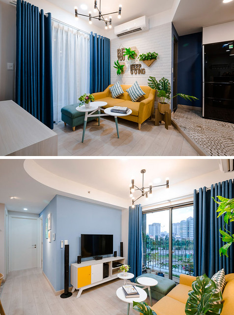 Fantastic Blue And Yellow Decorating Ideas Keep This Small Apartment Fun And Bright