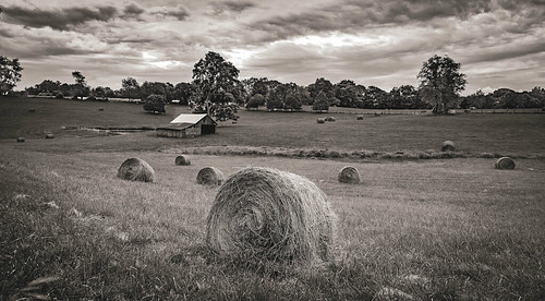 hay hayfield roundbale barn farm wv westvirginia greenville sky clouds rural bobbell