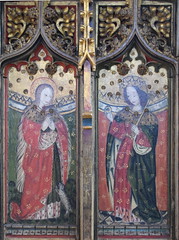 St Agnes and St Edward the Confessor (rood screen, 15th Century, restored)