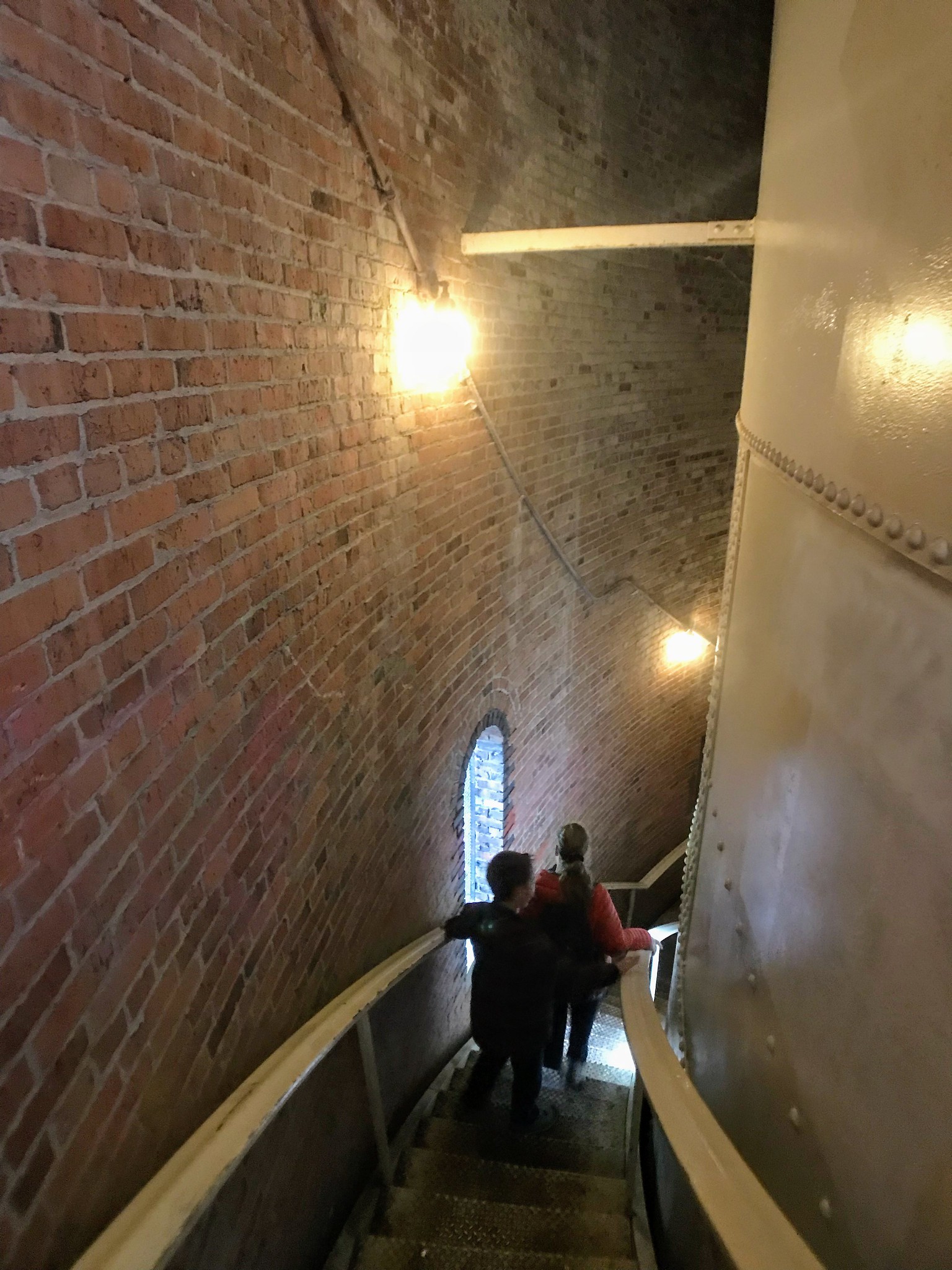Descending the water tower stairs
