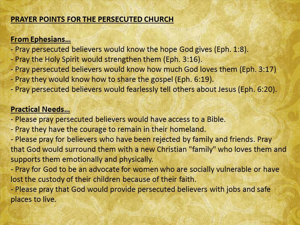 Persecuted Church Prayer Points Christian Professional Network Articles By Aoppw