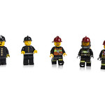 Early prototypes, first and more recent minifigure firefighters