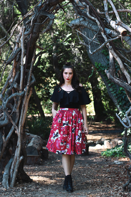 Kitschy Witch Designs Sleepy Hollow Print-Spellbound Skirt