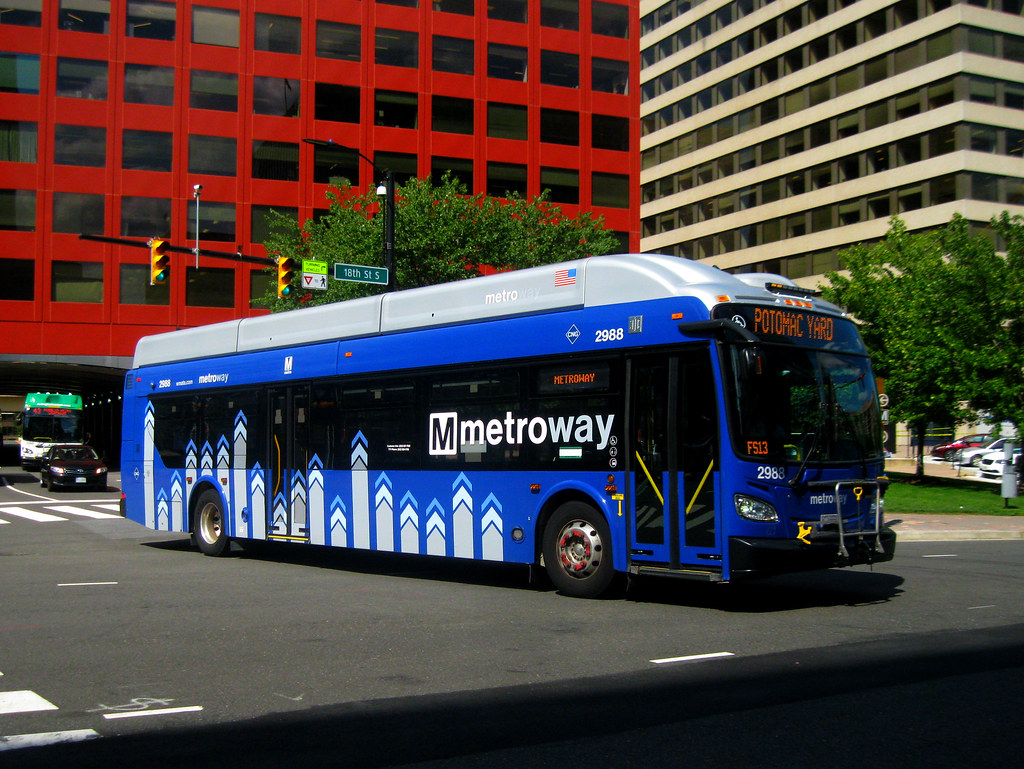 2015-2016 New Flyer "Xcelsior" XN40 2981 on the METROWAY (WMATA Metrobus) at the Crystal City Metrorail Station