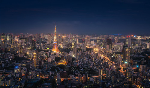 TOKYO cityscape at dusk with Tokyo tower