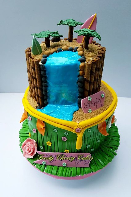 Luau Themed Rainbow Cake from Frosty Choccy Cakes by Thelma