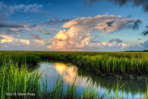 copahee sound mount pleasant south carolina low country marsh grass creek clouds reflections