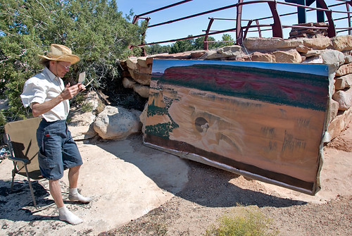 At Natural Bridges National Monument an artist was getting blown away by the scenery, literally