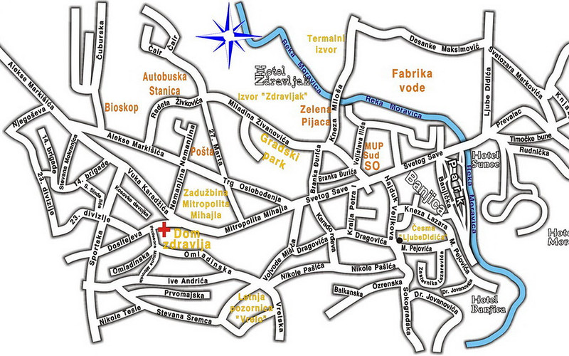Картосхема города Сокобаня