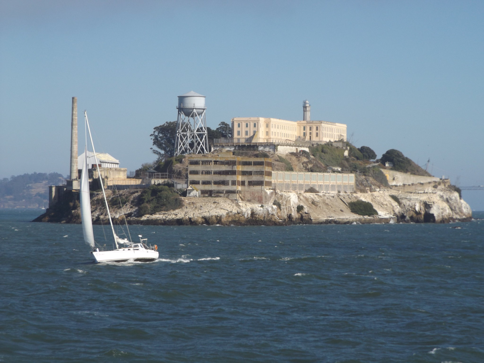 Yacht Sailing Past Alcatraz, San Francisco, California, USA, 7 September 2018