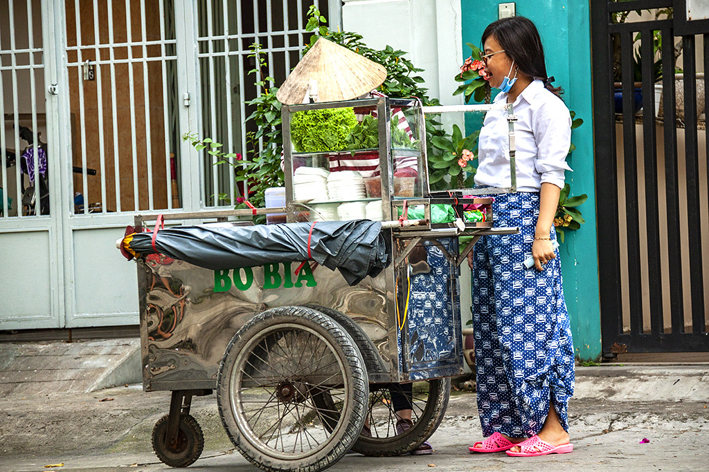Woman selling bo bia--Saigon