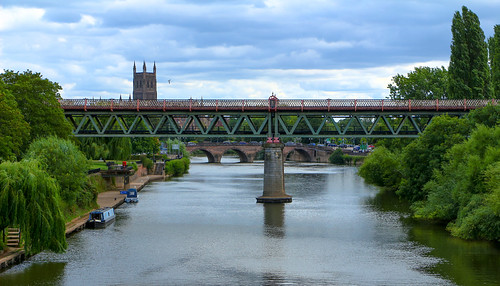 city clouds colour cathedral bridge riversevern railway worcester water barges boat trees sky places photographers adventure shadows travel railways cars traffic candid