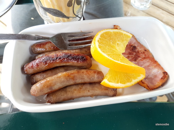 peameal bacon and sausages