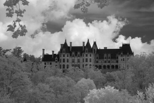 house palace vanderbilt summer clouds sky infrared monochrome