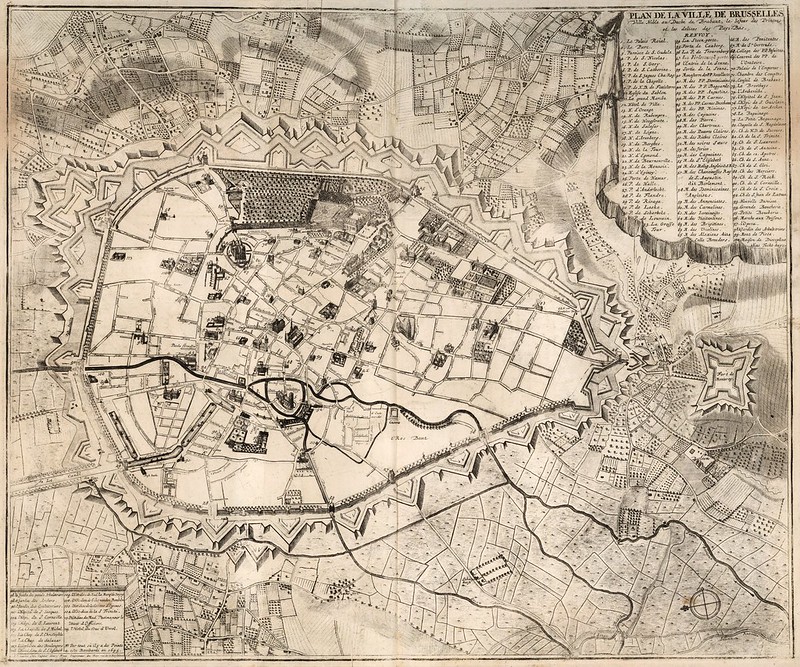 Eugene Henry Fricx - Plan de la Ville de Brusselles (Brussels), Belgium (1727)