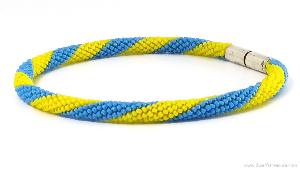 Exclusive blue and yellow beaded crochet bracelet color of Ukrainian Flag