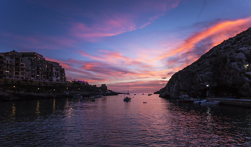 canon6d landscape seascape bay sea mediterranean sunset colourful cliffs boats clouds sky outdoors gozo malta xlendi