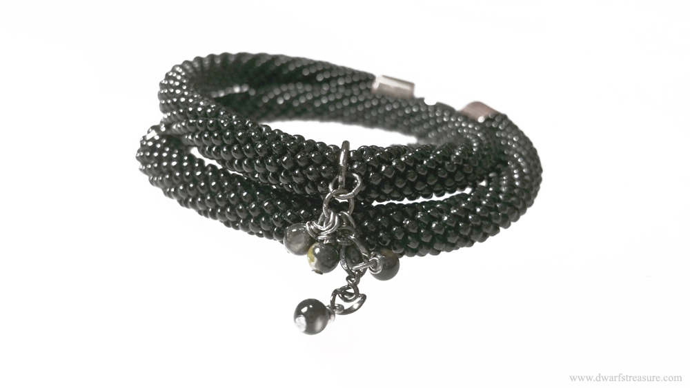 Adorable black beaded crochet collar necklace