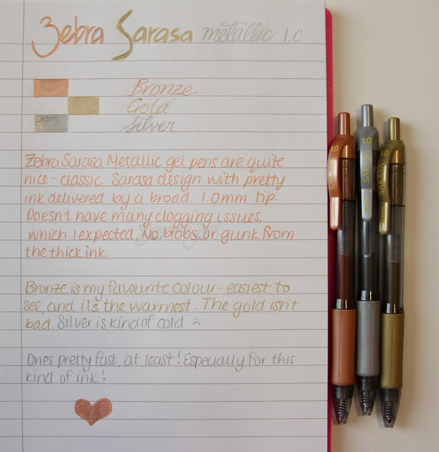 Zebra Sarasa 1.0 Metallic Gel Pens @ZebraPen @ZebraPenUK 1