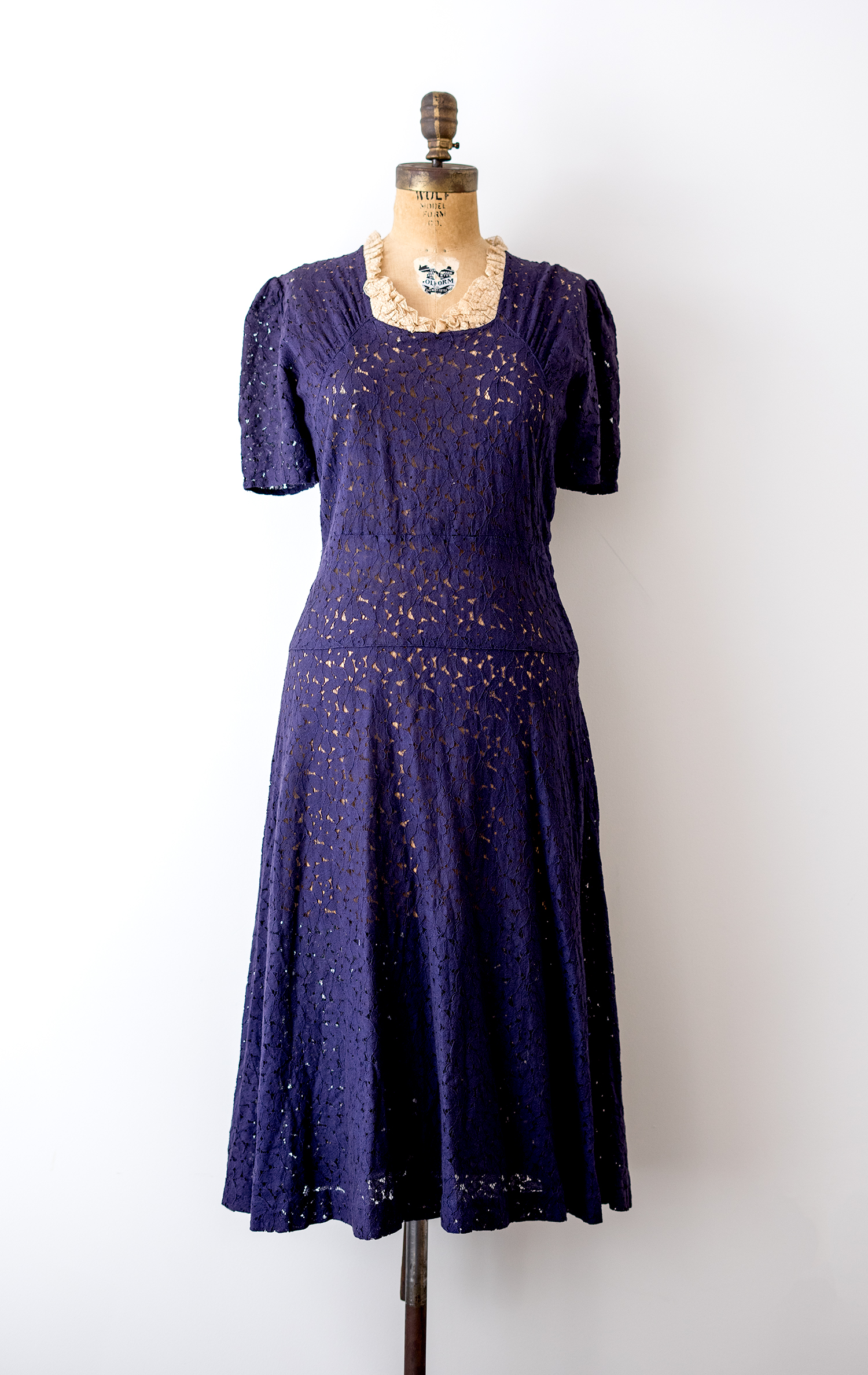 1930's Vintage Blue Lace Dresss