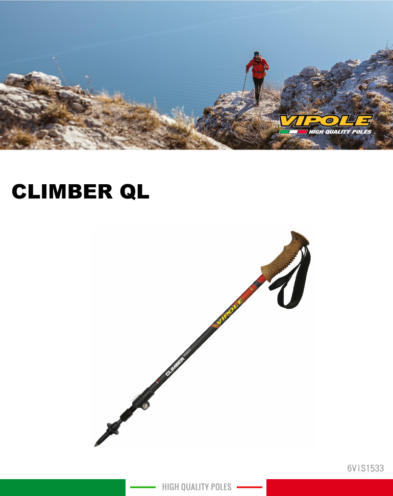 【VIPOLE 義大利 CLIMBER QL 快調 彈簧避震登山杖《紅》】S-1533/手杖/爬山/健行杖★滿額送