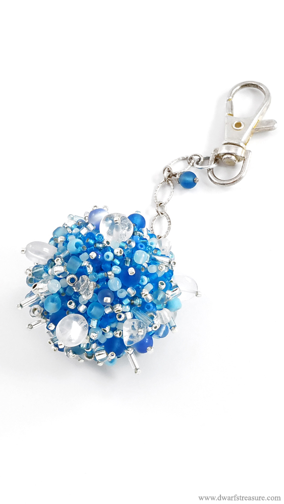 Fashionable blue beaded custom made ball pendant