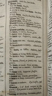 French-English Dictionary 1650 B4v detail (Bear-Ours)