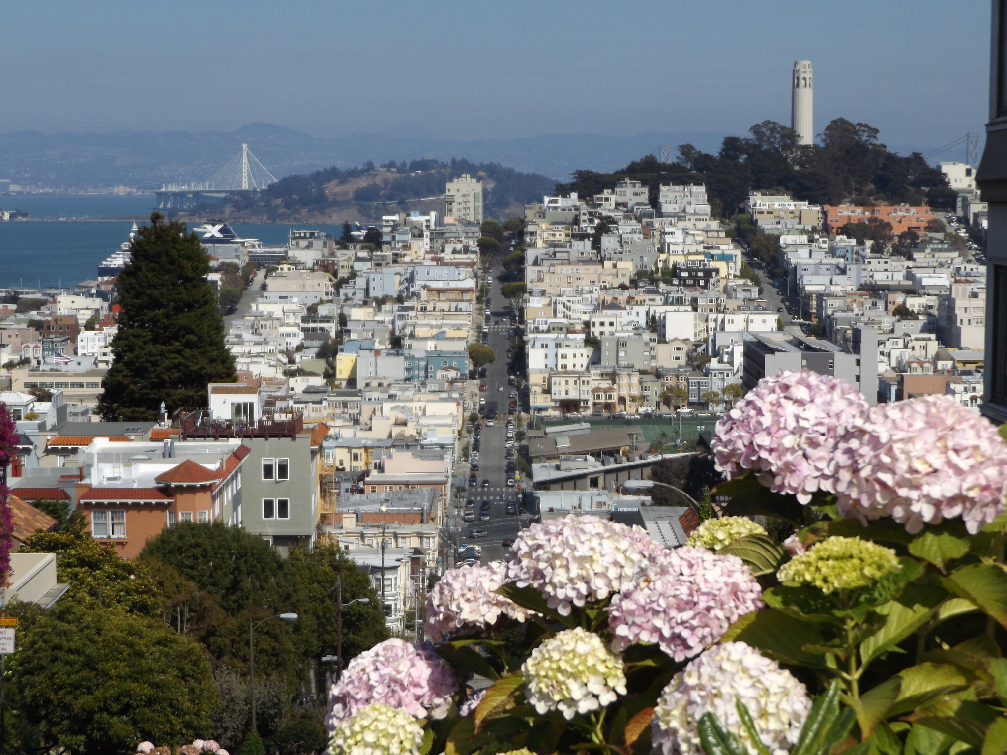 Telegraph Hill from the Top of Lombard Street, San Francisco, California, USA, 6 September 2018