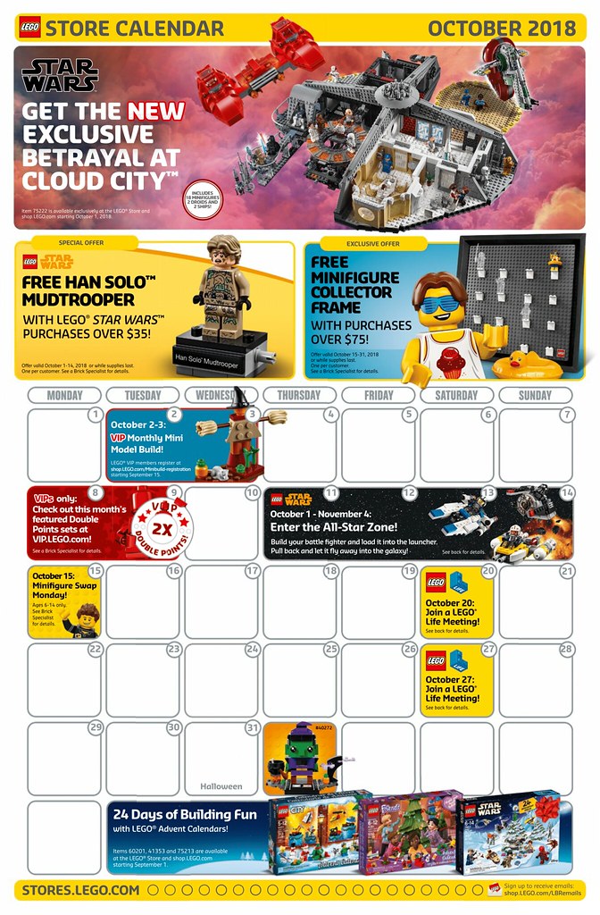 October US LEGO Store Calendar released Candidbricks