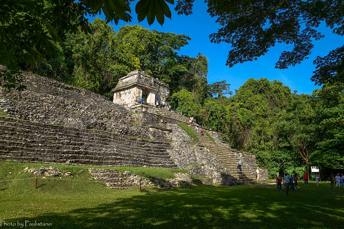 travel mexico chiapas selva rainforest tropical landscape nature wood tree maya palenque ruins ancient templeoftheskull grass people sky