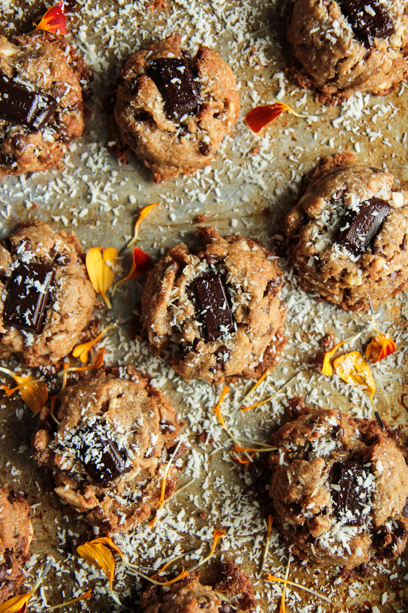 Almond, Coconut, Chocolate Chunk Cookies- Vegan and Gluten-Free from HeatherChristo.com